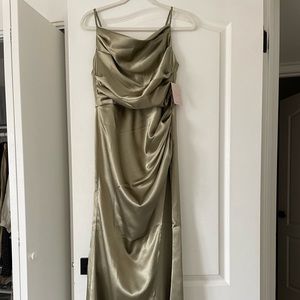 Birdy Grey Bridesmaid Dress - Shiny Satin, Moss Green Size S